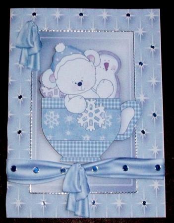 Little White Polar Bear in Teacup in Star Frame by Gail Collins