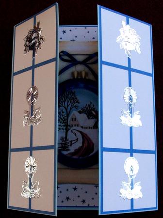 Beautiful Christmas Scene in a Bauble on a Scroll, Gatefold by Gail Collins
