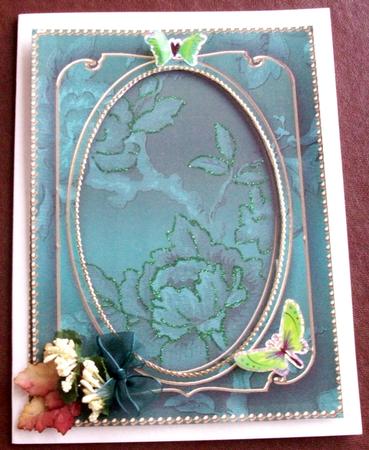 Dark Green Metallic All Over Rose 7x5 Shaker Frame and Base by Gail Collins