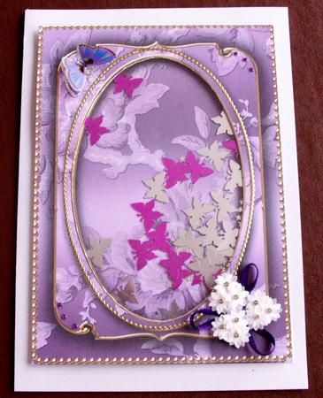 Lilac Metallic All Over Rose 7x5 Shaker Frame and Base by Gail Collins