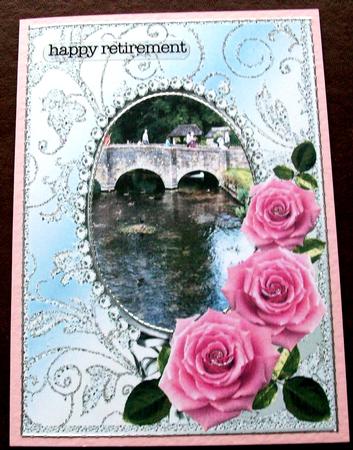 Pink Roses on Sky Blue with Diamonds Double Frames by Gail Collins