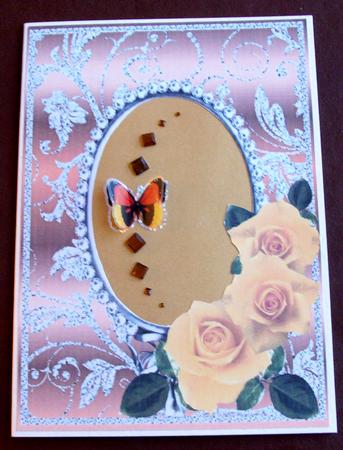 Yellow Roses on Copper with Diamonds Double Frames by Gail Collins