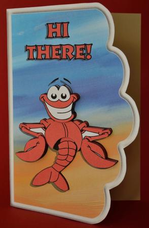 Hi There! Lobster Scallope Edge Curve Card by Ganesha Cadiramen