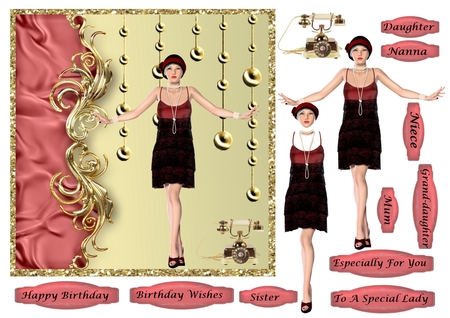 Retro 1920s Flapper Woman Style Poser Graphics by Gaye Robinson