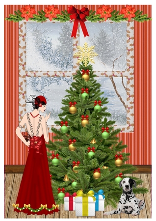 Christmas Fun Square Frost Snow Window by Gaye Robinson
