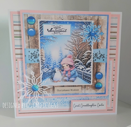 Girl with penguin christmas by Gaynor Greaves