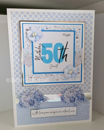 50th Birthday Topper blue by Gaynor Greaves