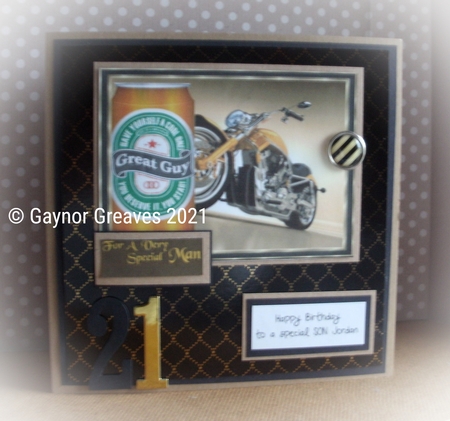 Birthday Beer & Motorbike Card by Gaynor Greaves