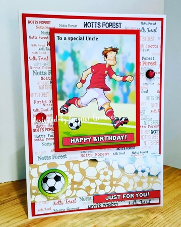 Football Dude Basic Red and White by Gaynor Greaves