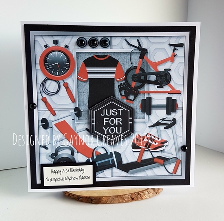 Male Fitness Equipment 8in x 8in Decoupage Mini Kit by Gaynor Greaves