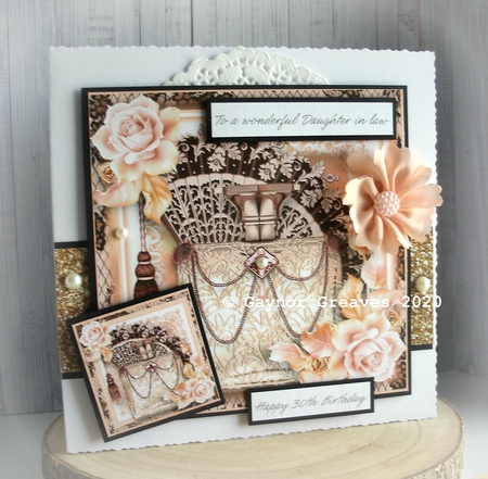 A Rose Gold Perfume Bottle Card Front Kit by Gaynor Greaves