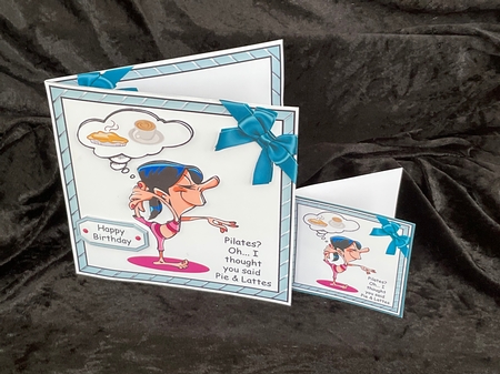 Pilates? 7 x 7 card with decoupage by Geraldine Harbour