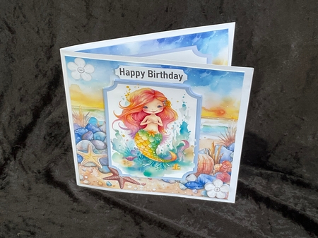 Lovely Beach With Pretty Mermaid Toppers 8x8 Mini Kit (One) by Geraldine Harbour