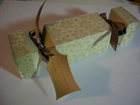 Metallic Snowflakes Cracker Shaped Treat or Favour Box by Geri Stringer