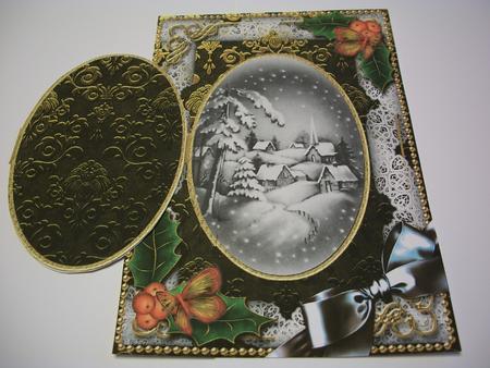 Snowy Village2 Holly A5 Locket Card Front by Geri Stringer