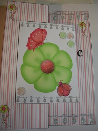 Green Flower with Butterfly by Geri Stringer