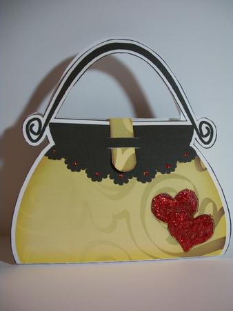 Romantic Hearts Handbag Shaped Treat or Favour Box Sheet 1 by Geri Stringer