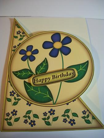 Dark Blue Flowers Cut and Fold by Geri Stringer