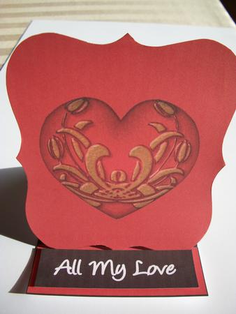 Red Heart Valentine Bracket Easel Card by Geri Stringer