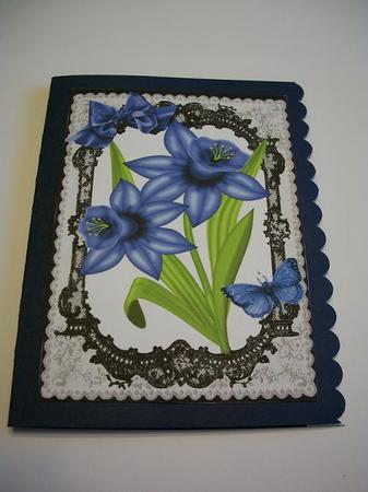 Blue Daffodil, with Bow & Butterflies, A4 Topper by Geri Stringer