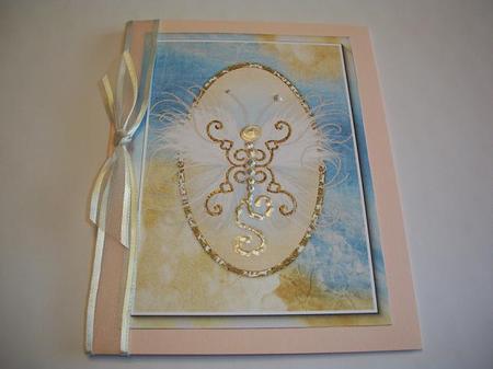 Feather and Pearl Butterfly A4 Card Front by Geri Stringer