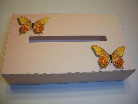 Peach Pocket Tissue Box with Butterflies by Geri Stringer