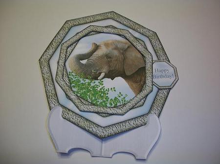 Elephant Card Plate, Stand, 6 x Sentiments & Gift Tag by Geri Stringer