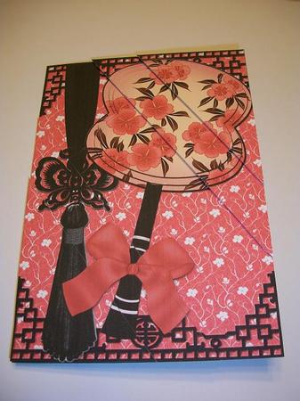 Black Blossom Fan 7x5in Triangle Duo Corner Stacker by Geri Stringer