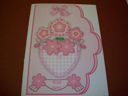 Posy Pocket in Pink A4 Scallop Edge Card Front by Geri Stringer