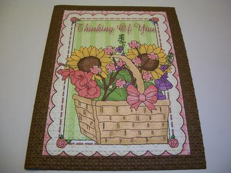 Thinking of You, Basket of Sunflowers A4 by Geri Stringer