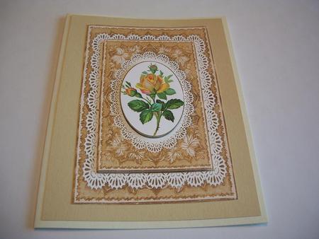 Vintage Rose in Lace Frames Card Front by Geri Stringer