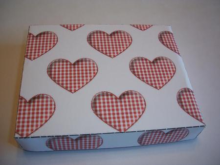 Red Gingham Hearts Gift Box with Lid by Geri Stringer