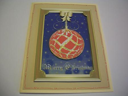 Christmas Bauble with Gold Decoration Card 1 by Geri Stringer