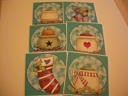6 Blue Christmas Decoration Toppers by Geri Stringer
