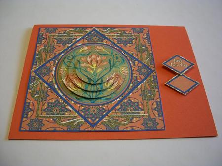 Peach Orange & Blue Flower Design by Geri Stringer
