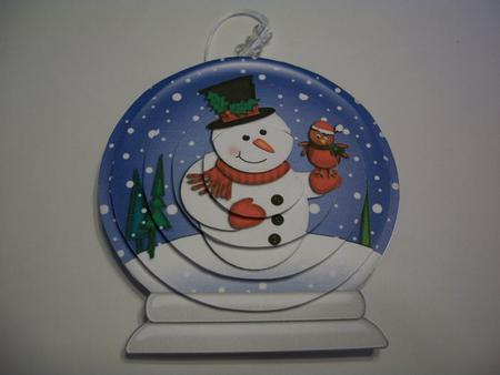 3D Xmas Snowman Snow Globe Shaped Tree Decoration by Geri Stringer