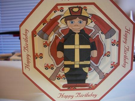 'frankie' the Fireman Octagonal Pyramid Quick Card by Geri Stringer