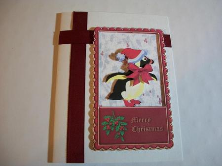 Penguin Christmas Frame Red 2 by Geri Stringer