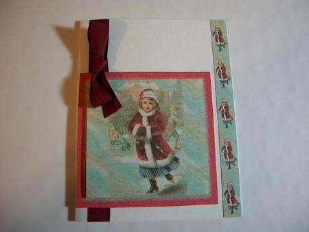 Vintage Ice Skating Large Square Card Front by Geri Stringer