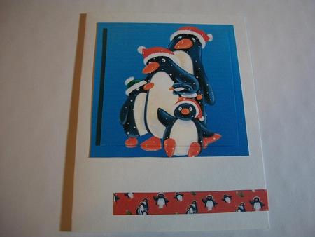 Winter Holly Day Penguins Large Square Card Front by Geri Stringer