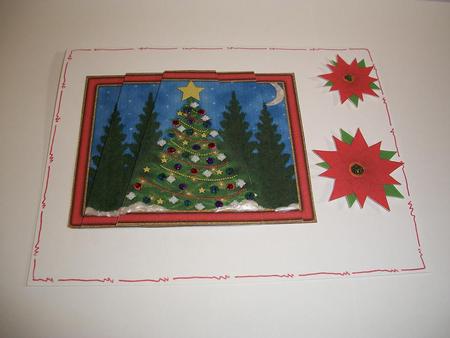 Christmas Tree and Poinsettia 3D Card Front by Geri Stringer