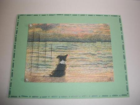 Good Morning, Morning. a Dog Greets the Morning Over the Sea by Geri Stringer