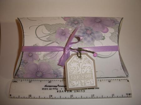 Lilac and Blue Floral Spray Pillow Gift Box by Geri Stringer
