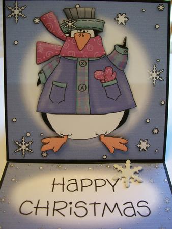 Penguin & Snowflakes 5 Minute Easel Card by Geri Stringer