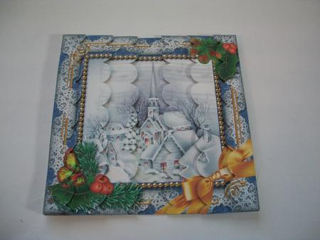 Blue Church Holly 5inch Square Scalloped 2 Side Stacker by Geri Stringer