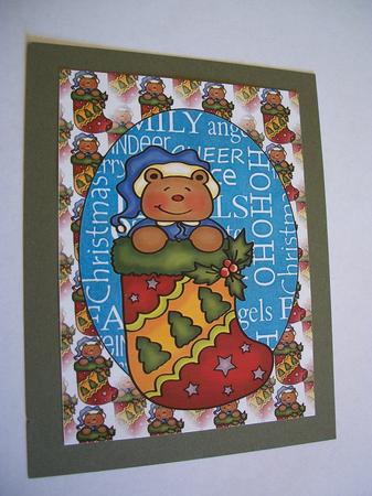 Blue Christmas Bear Stocking Topper by Geri Stringer