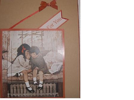 Little Girls Whispering Vintage Pyramage Card by Geri Stringer