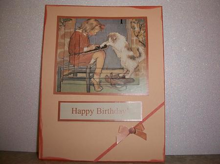 Little Girl & Cat Pyramage Card by Geri Stringer
