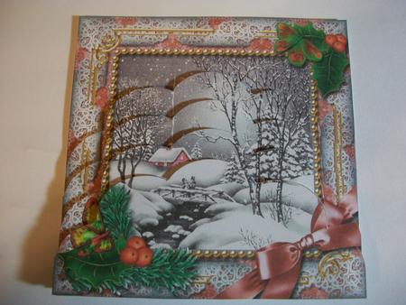 Winter Walk Holly One Edge Scallop Bottom Stacker by Geri Stringer
