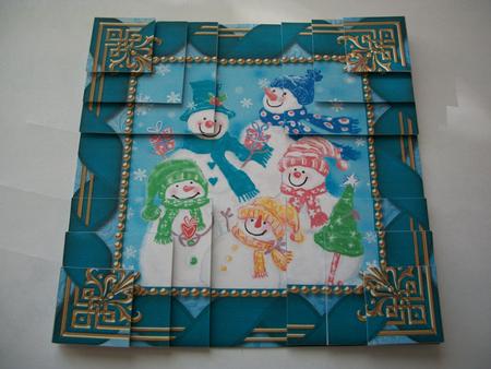 Snowman Family All 4 Corner Stacker Card Front by Geri Stringer